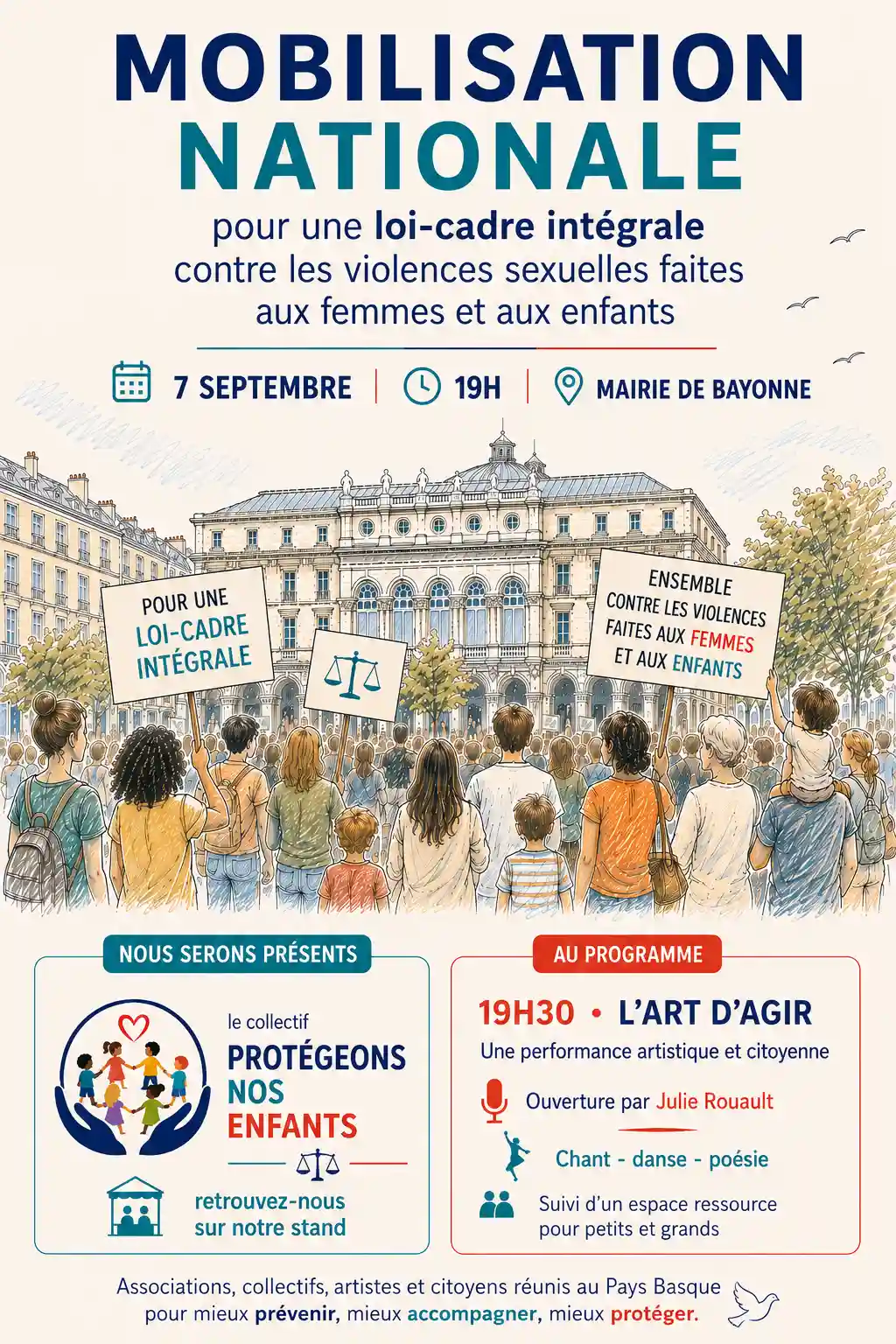 Affiche de la mobilisation nationale du 7 septembre 2026 à Bayonne